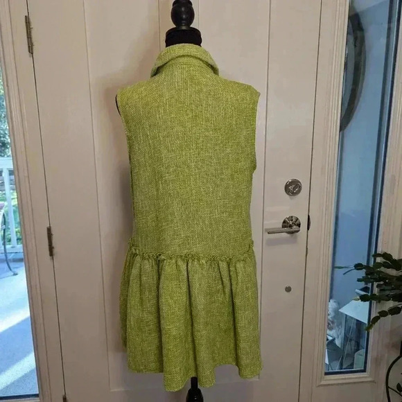 Zara Green Tweed Sleeveless Mini Shift Dress, Size XS - Picture 4 of 6